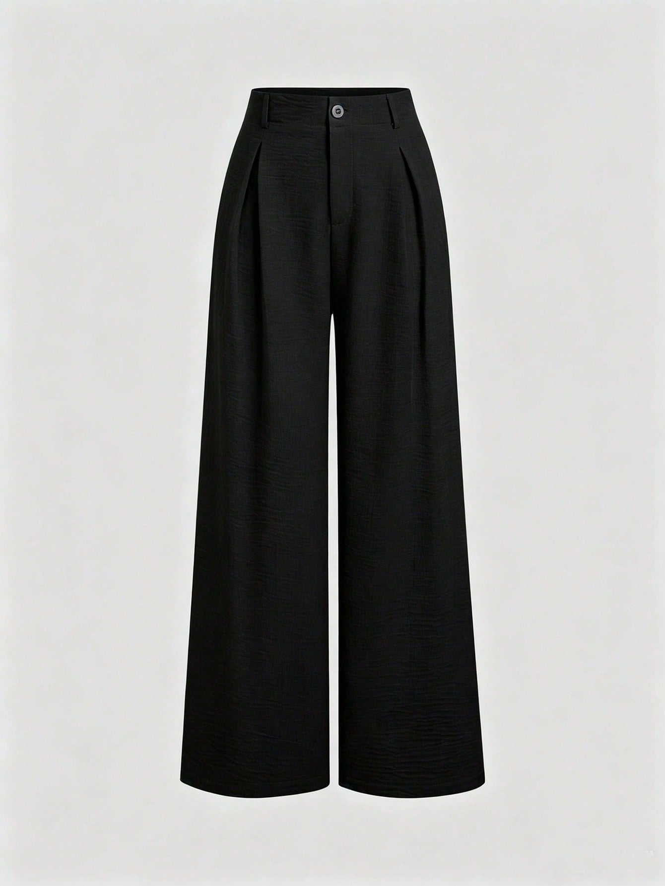 Sweetra Women's New Fashion Versatile Retro Elegant Textured Faux Linen Pleated Wide Leg Long Pants