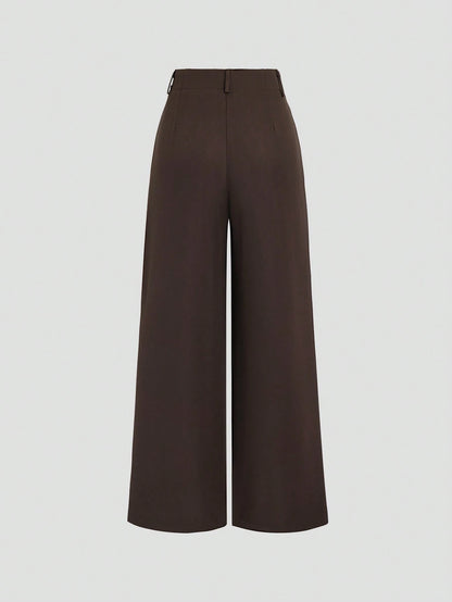 Sweetra Women's Vintage Elegant Jacquard Pleated Wide-Leg Pants, Autumn/Winter Fall Cloth For Women