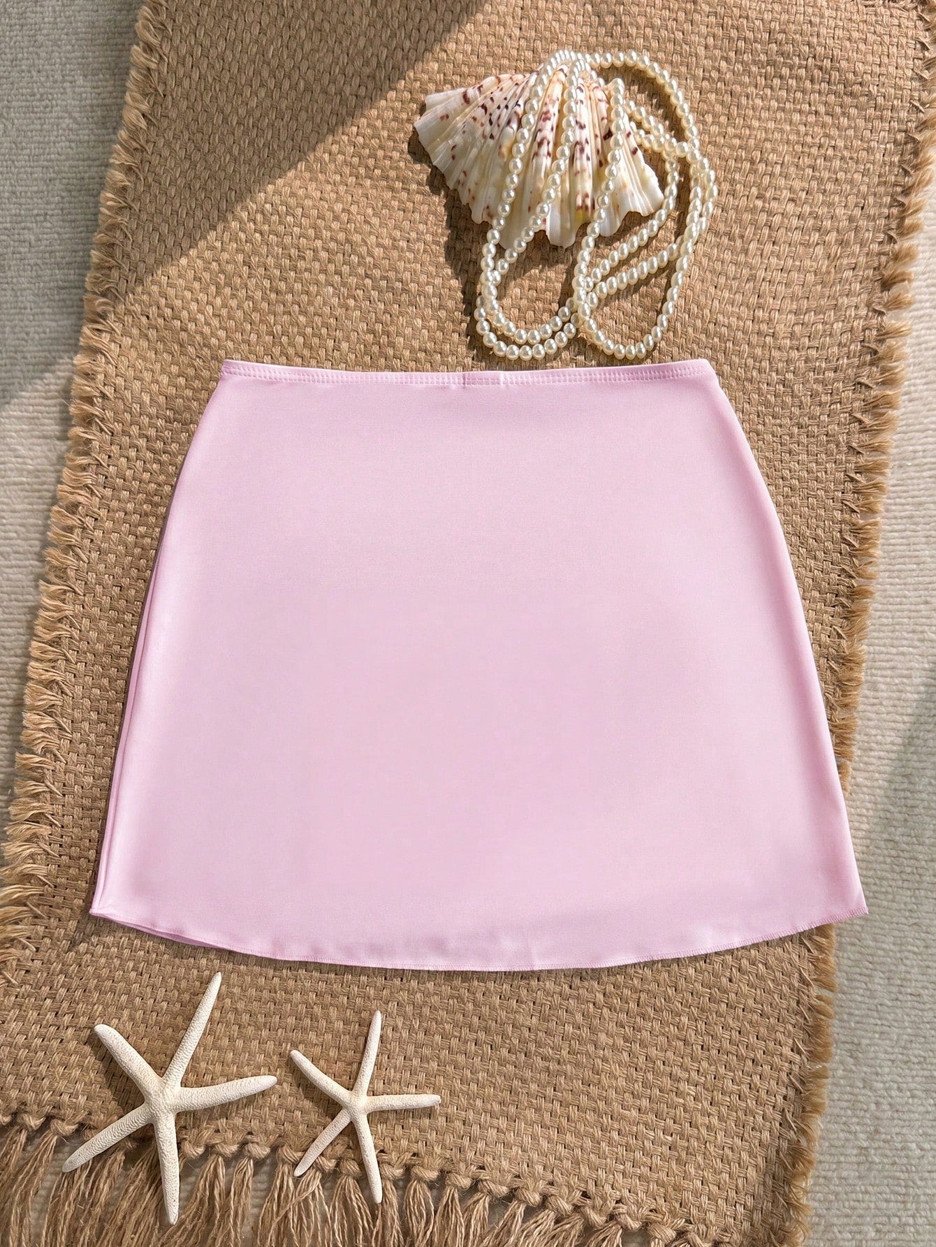 Swim 1pc Women's Sexy Solid Color Side Slit Starfish Decor Beach Cover Up