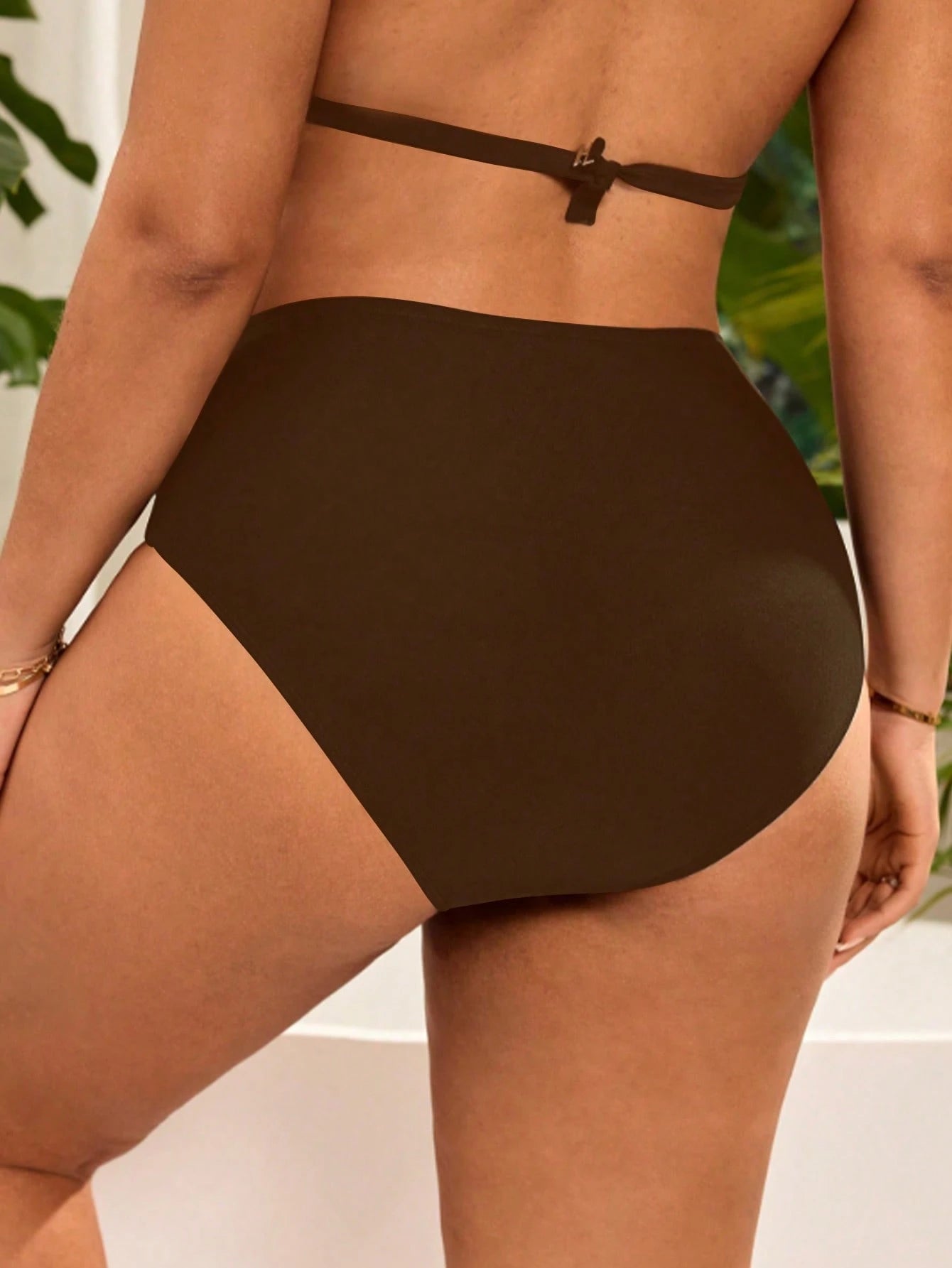 Swim Basics Plus Size Solid Color Swimwear Bottom