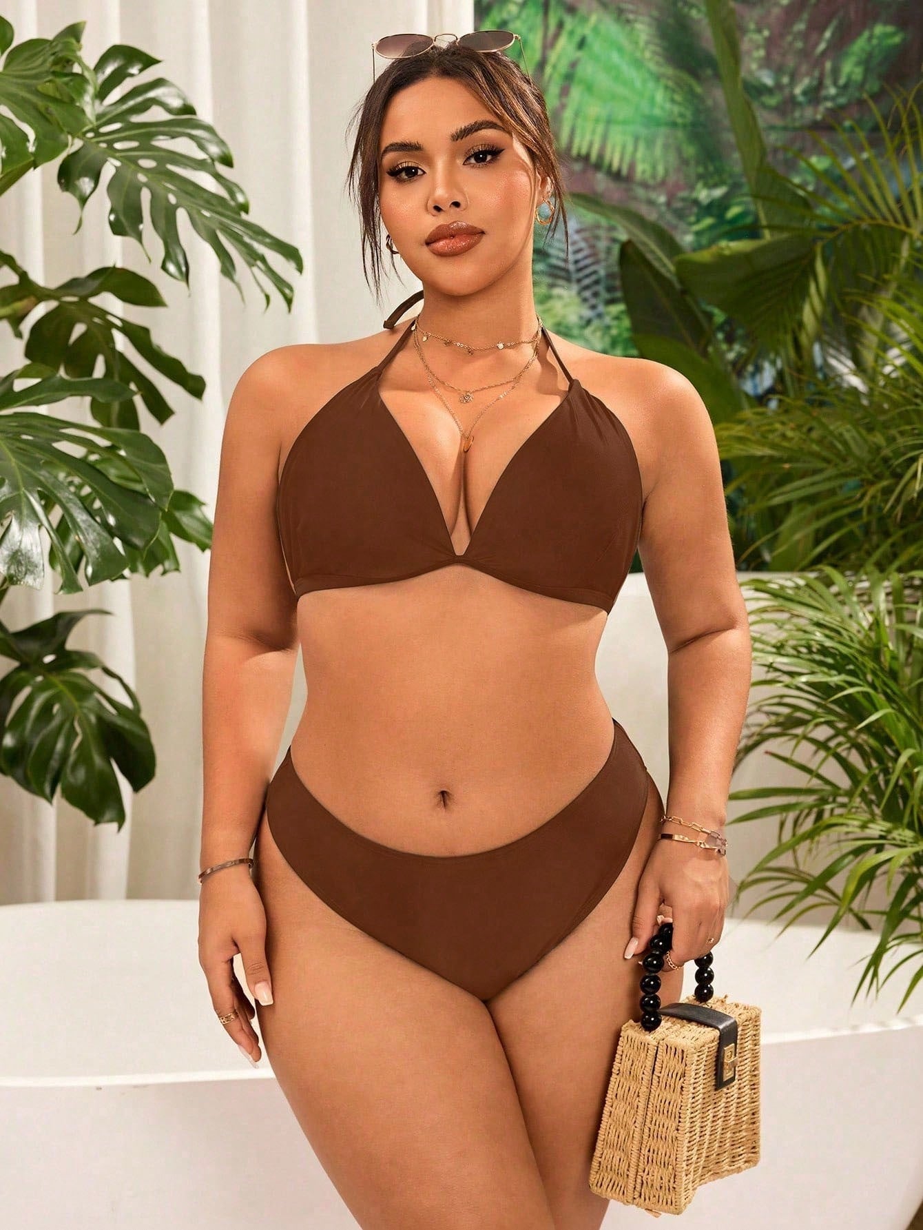Swim Curve Plus Size Women Casual Vacation Triangle Bikini Bottoms