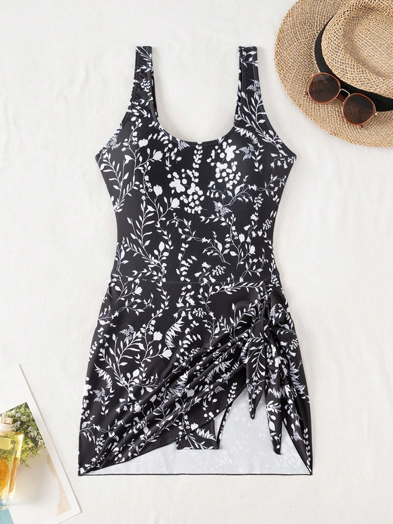 Swim Glamine Women's Floral Print One-Piece Swimsuit, Suitable For Summer Vacation & Beach