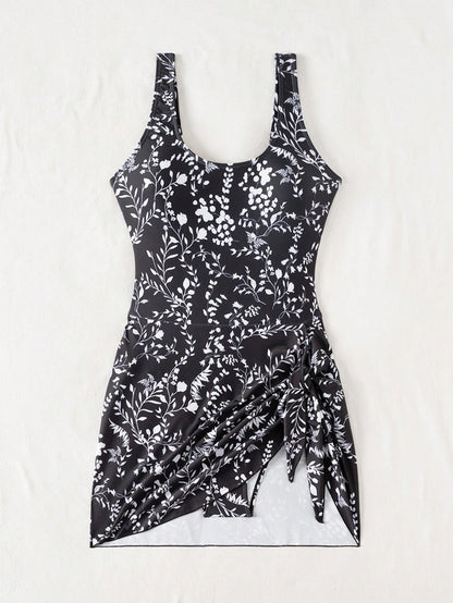 Swim Glamine Women's Floral Print One-Piece Swimsuit, Suitable For Summer Vacation & Beach