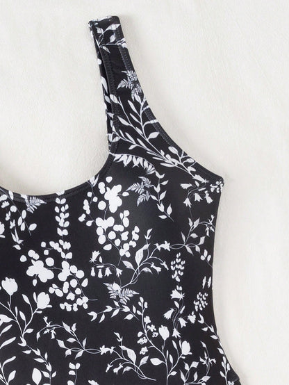 Swim Glamine Women's Floral Print One-Piece Swimsuit, Suitable For Summer Vacation & Beach