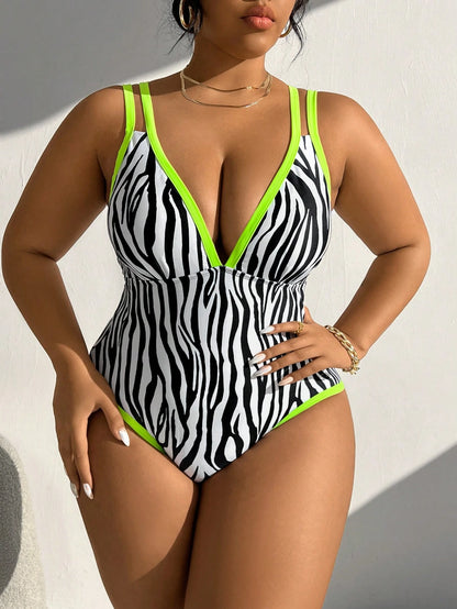 Swim Lushoire 2025 New Year Party Sexy Animal Print Plus Size One-Piece Swimsuit Summer