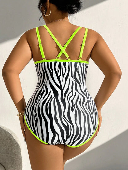 Swim Lushoire 2025 New Year Party Sexy Animal Print Plus Size One-Piece Swimsuit Summer