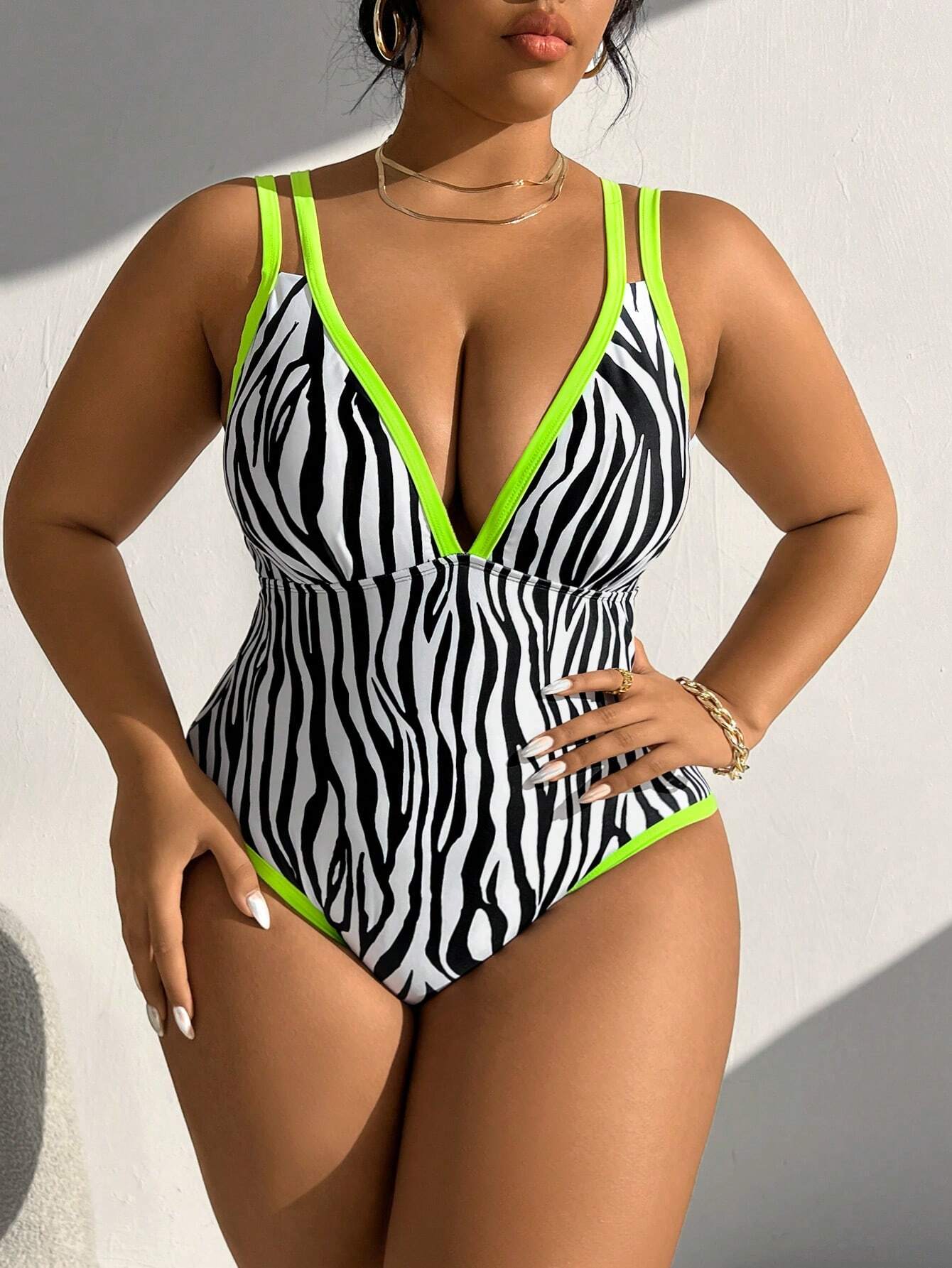 Swim Lushoire 2025 New Year Party Sexy Animal Print Plus Size One-Piece Swimsuit Summer