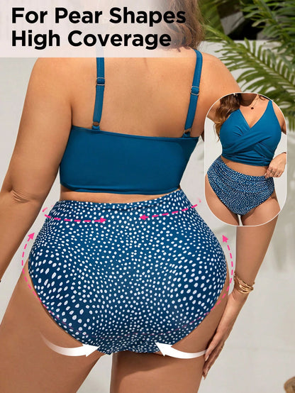 Swim Lushoire Plus Size Leopard Print Swimwear Set