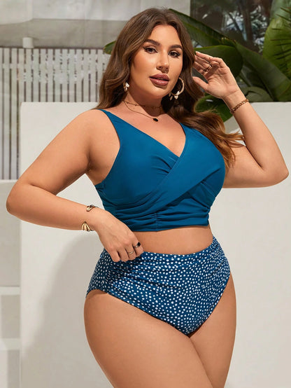 Swim Lushoire Plus Size Leopard Print Swimwear Set