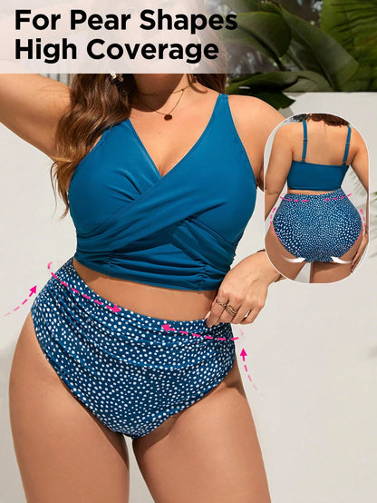 Swim Lushoire Plus Size Leopard Print Swimwear Set