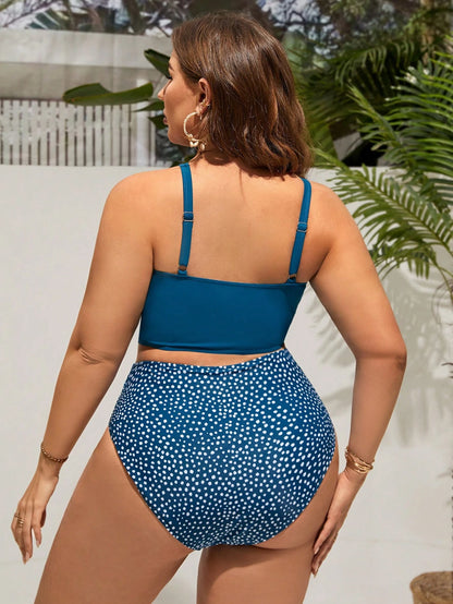 Swim Lushoire Plus Size Leopard Print Swimwear Set