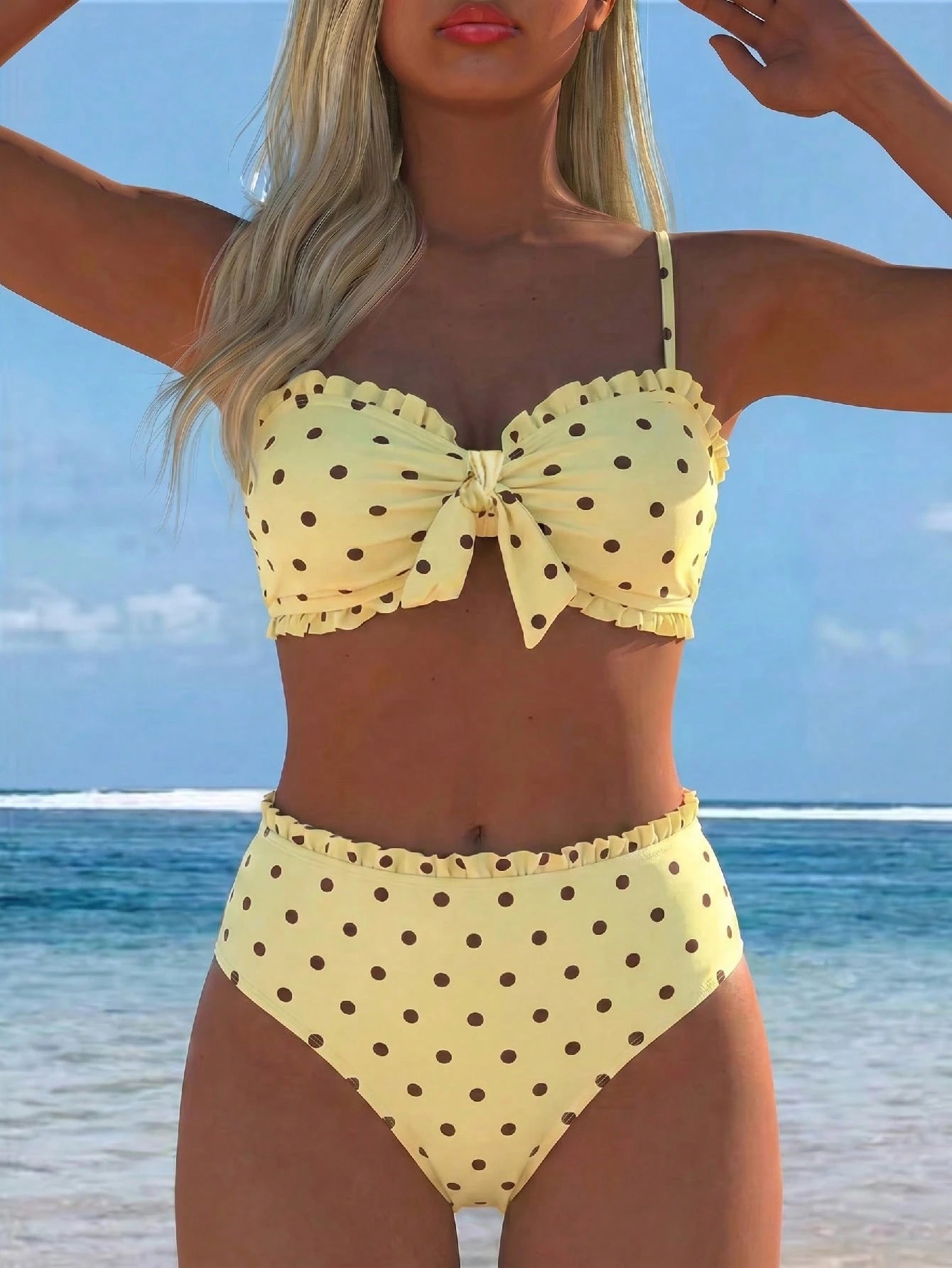 Swim Lushoire Spring/Summer Fashion Hot-Selling Sexy Women's Polka Dot Print Design Vacation Influencer Style Beach Bikini Set
