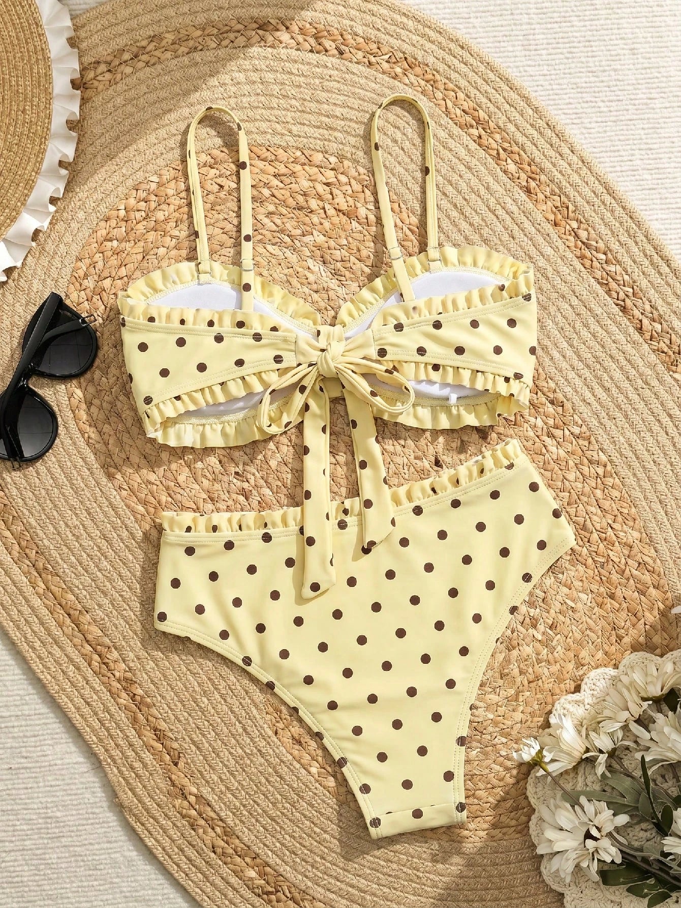 Swim Lushoire Spring/Summer Fashion Hot-Selling Sexy Women's Polka Dot Print Design Vacation Influencer Style Beach Bikini Set