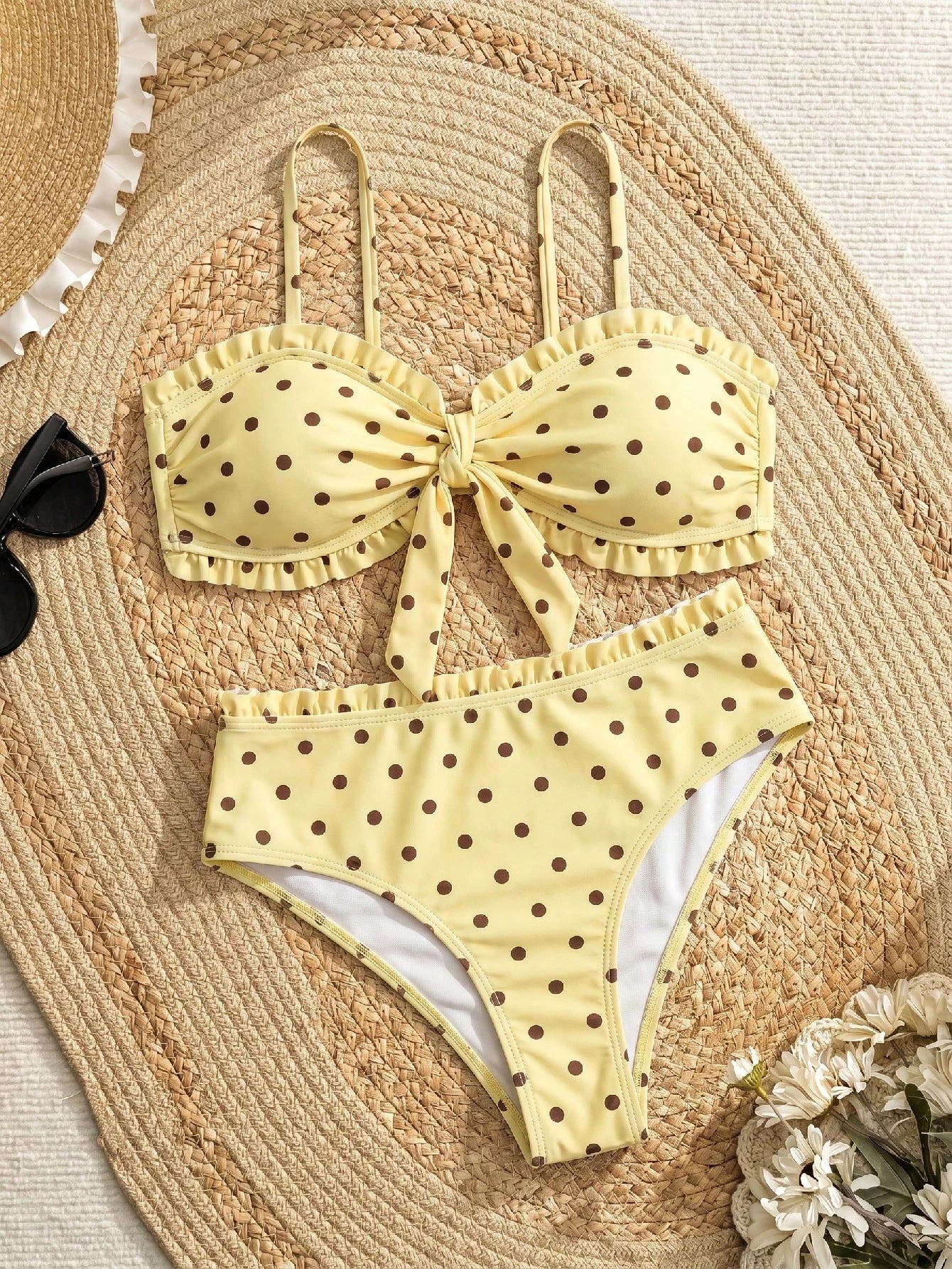 Swim Lushoire Spring/Summer Fashion Hot-Selling Sexy Women's Polka Dot Print Design Vacation Influencer Style Beach Bikini Set