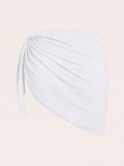 Swim Lushoire Summer Beach Plus Size Women's Side Knot Cover Up Skirt