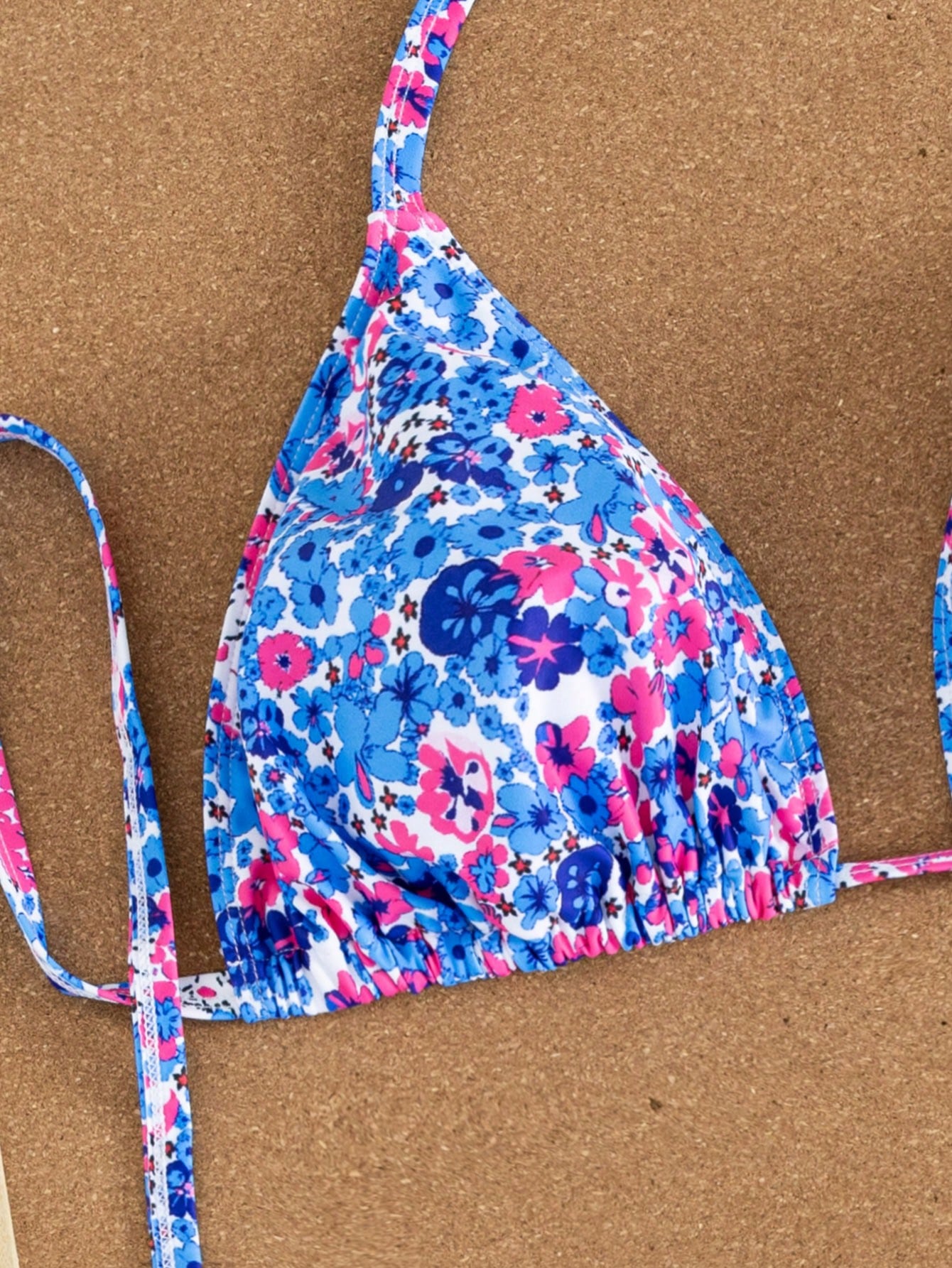 Swim Mod 2026 New Plus Size 2-Piece Ditsy Floral Spaghetti Strap Bikini Set Set, Suitable For Beach Holiday Wear, Spring/Summer