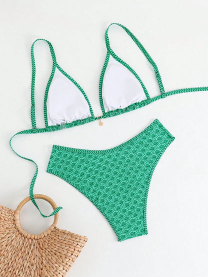 Swim Mod Plus Size Women 2 Pieces Sexy Bikini Set, Adjustable Strap Splicing Swimsuit For Beach Holiday For Summer Beach Vacation