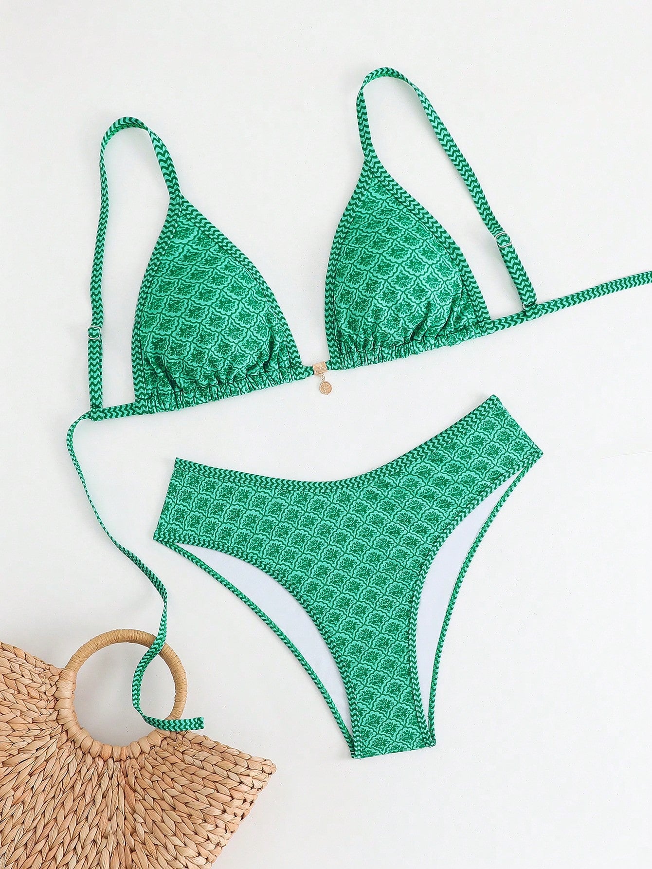 Swim Mod Plus Size Women 2 Pieces Sexy Bikini Set, Adjustable Strap Splicing Swimsuit For Beach Holiday For Summer Beach Vacation
