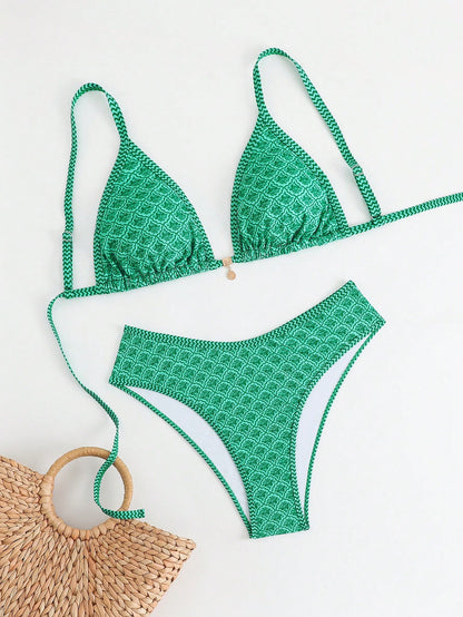 Swim Mod Plus Size Women 2 Pieces Sexy Bikini Set, Adjustable Strap Splicing Swimsuit For Beach Holiday For Summer Beach Vacation