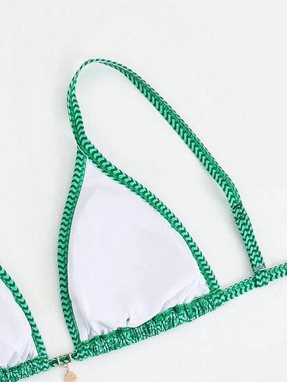Swim Mod Plus Size Women 2 Pieces Sexy Bikini Set, Adjustable Strap Splicing Swimsuit For Beach Holiday For Summer Beach Vacation