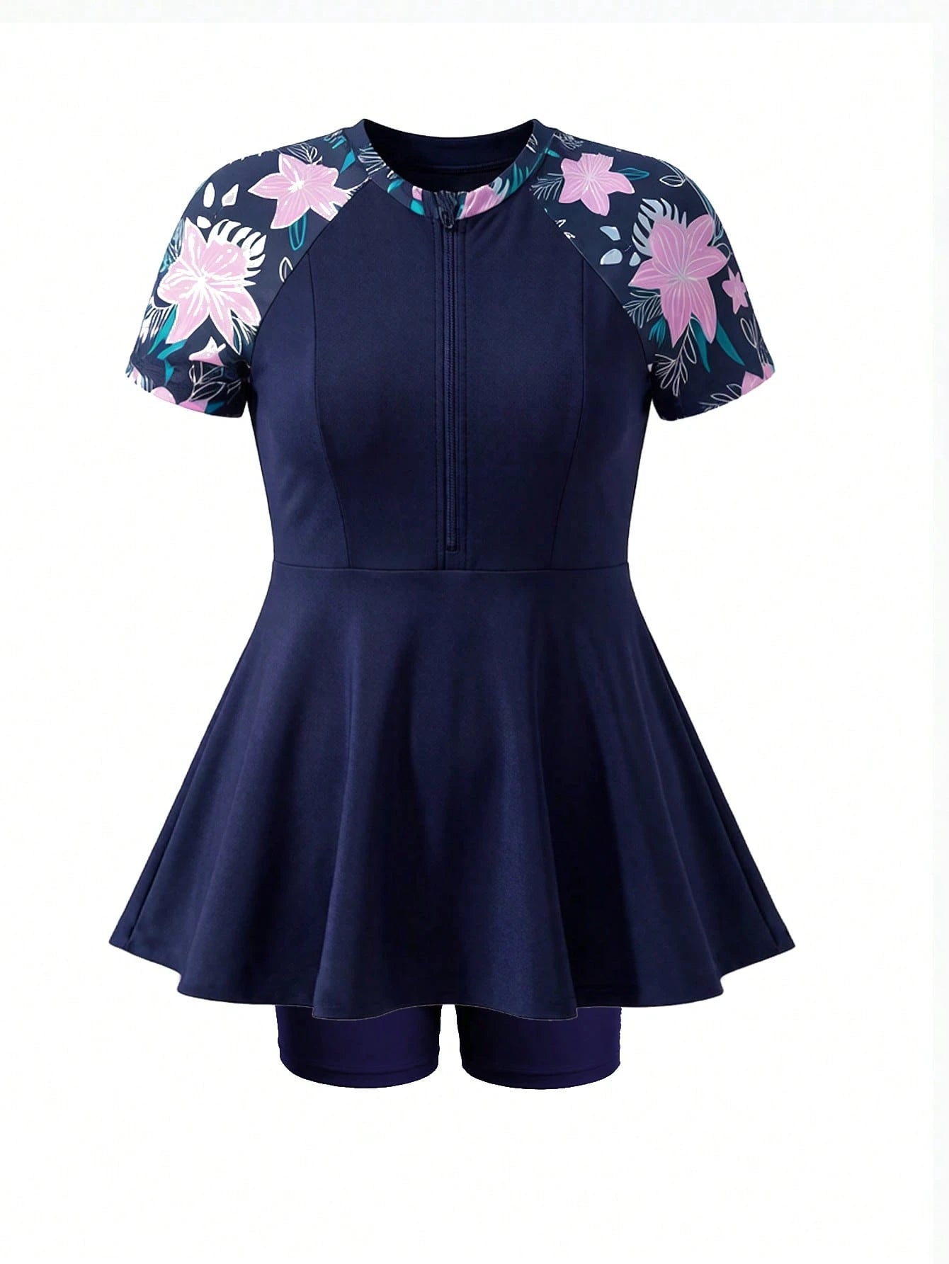 Swim Mulvari Plus Size Loose Floral Print Tankini Swimsuit Plus Size Beach Dress Summer