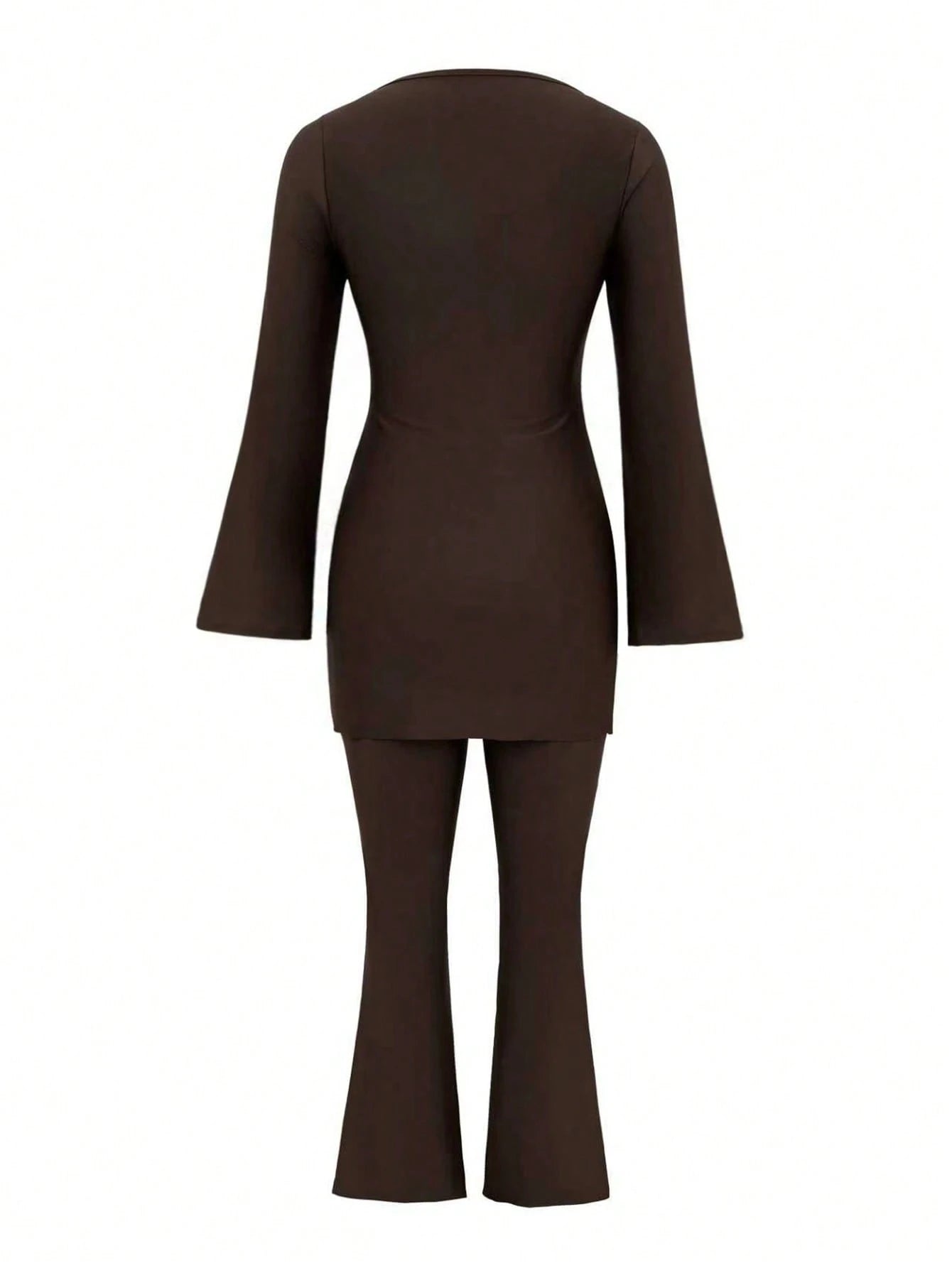 Swim Mulvari Women's New Modest Burkinis Swimwear, Solid Color Slimming Casual Middle East Resort Long Sleeve & Long Pants Two Pieces Swimwear Set