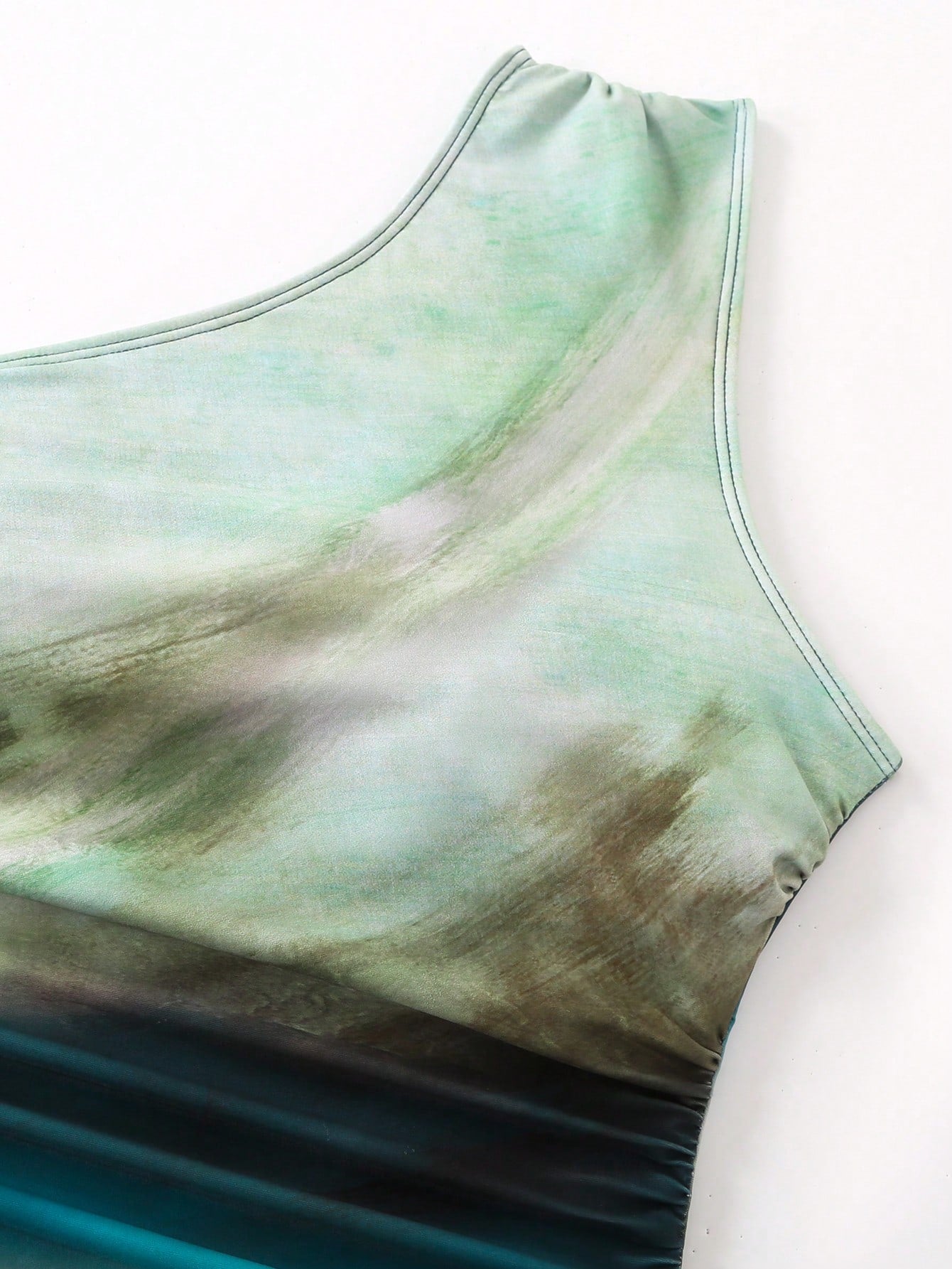 Swim Oasis 1pc Plus Size Tie Dye Print One Shoulder One-Piece Swimsuit And Cover Up Skirt Beach Wear For Women, For Summer Vacation