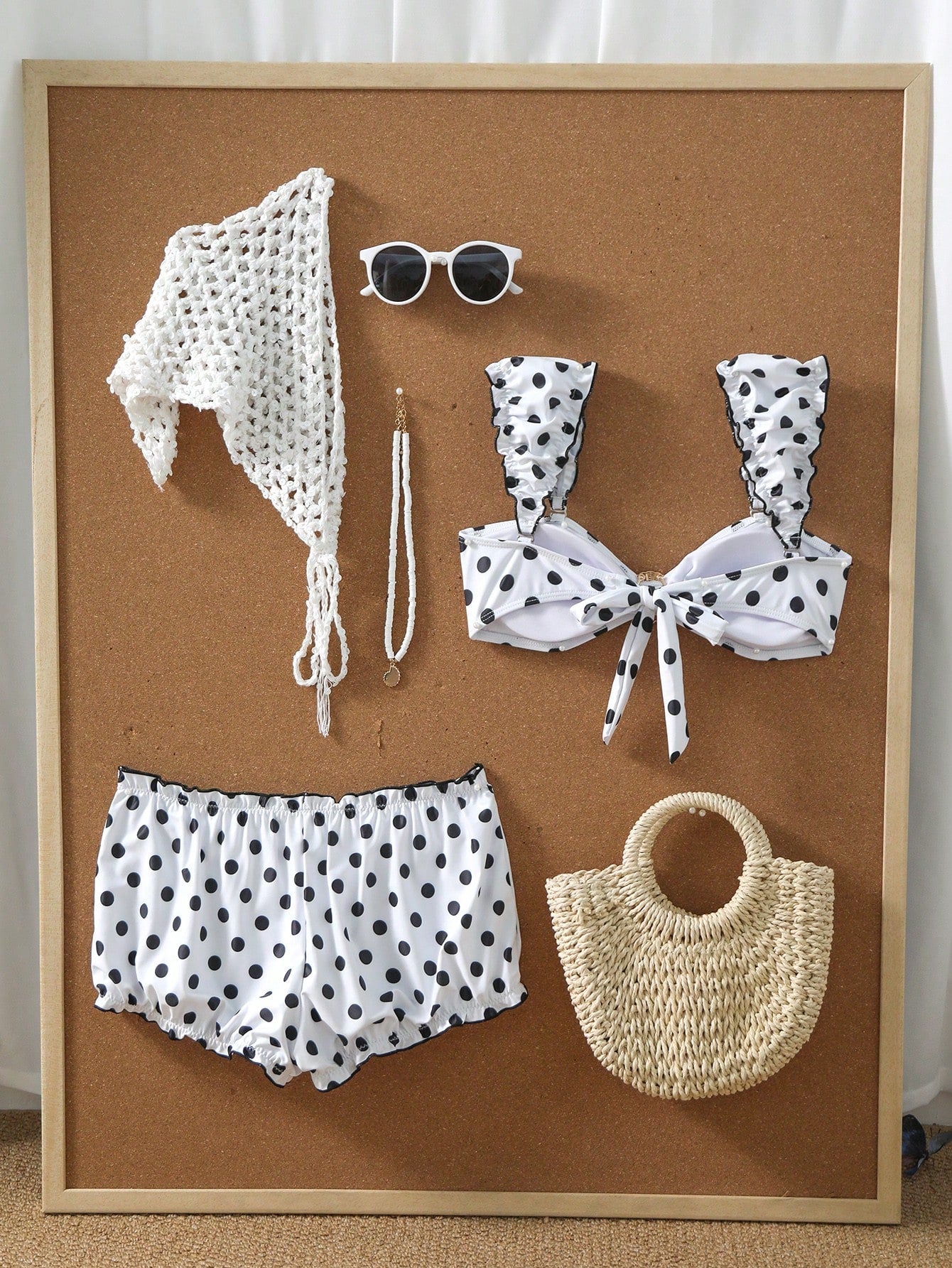 Swim Shayni 1pc Women's Black Polka Dot Print Sexy Elegant Puff Sleeve Two Pieces Swimsuit Set