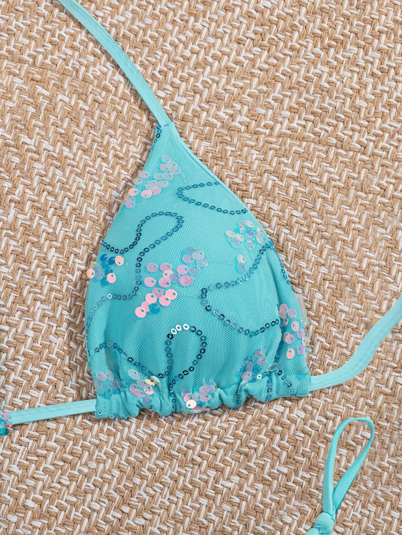 Swim SXY Plus Size 2026 2-Piece Bikini Swimwear,Light Teal,Summer,Beach,Vacation,Holiday,Removable Padded,Triangular Bottoms With Cute Bow Tie,Fashionable