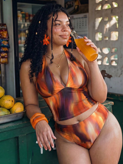 Swim Vcay 2026 New Summer Beach Vacation Women's Tropical Print Two Pieces Bikini Set, Casual Vacation Style, Summer Holiday Outfit, Floral Bikini, Plus Size Tank Style Bikini