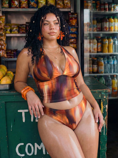 Swim Vcay 2026 New Summer Beach Vacation Women's Tropical Print Two Pieces Bikini Set, Casual Vacation Style, Summer Holiday Outfit, Floral Bikini, Plus Size Tank Style Bikini