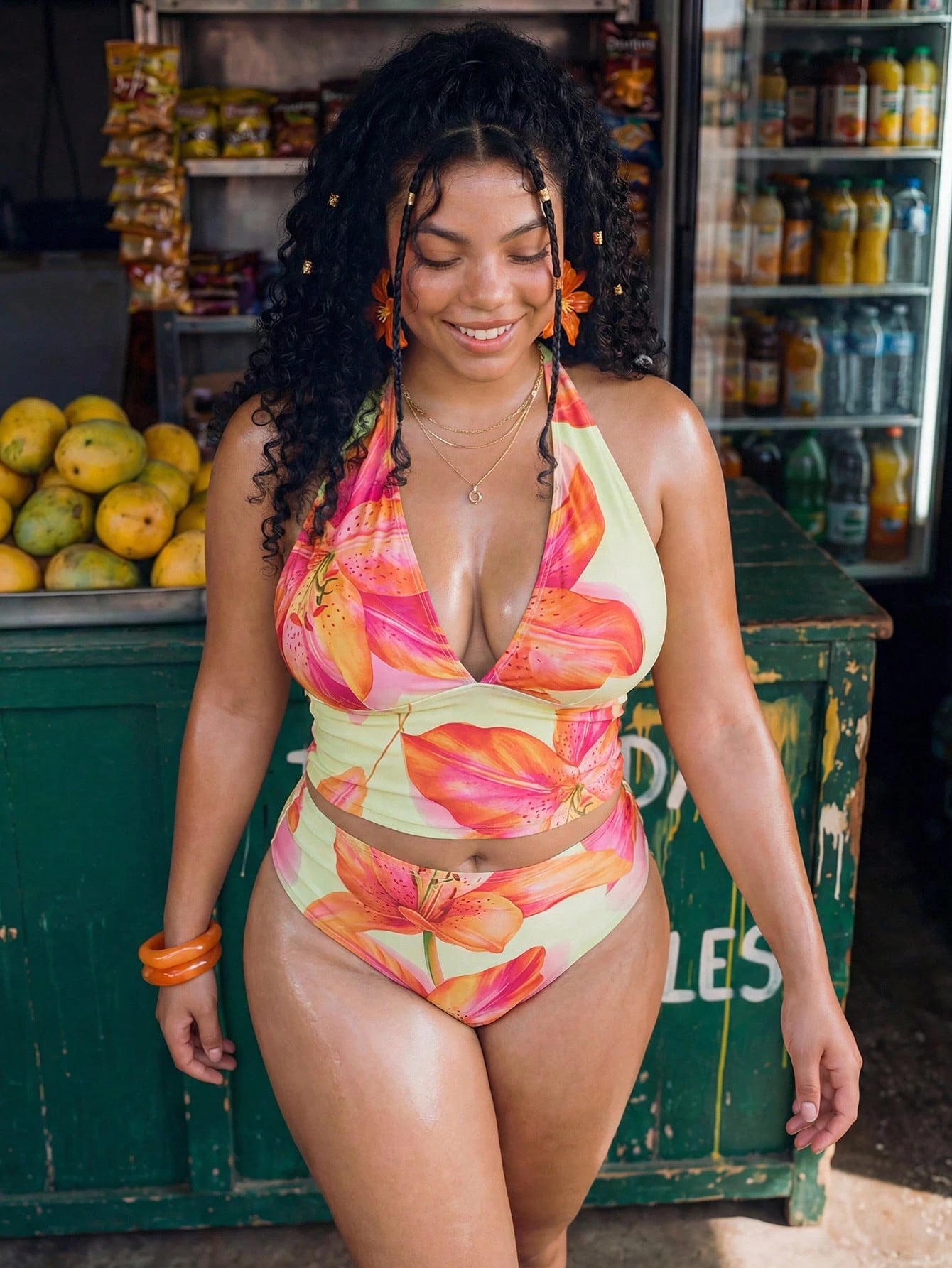 Swim Vcay 2026 New Summer Beach Vacation Women's Tropical Print Two Pieces Bikini Set, Casual Vacation Style, Summer Holiday Outfit, Floral Bikini, Plus Size Tank Style Bikini