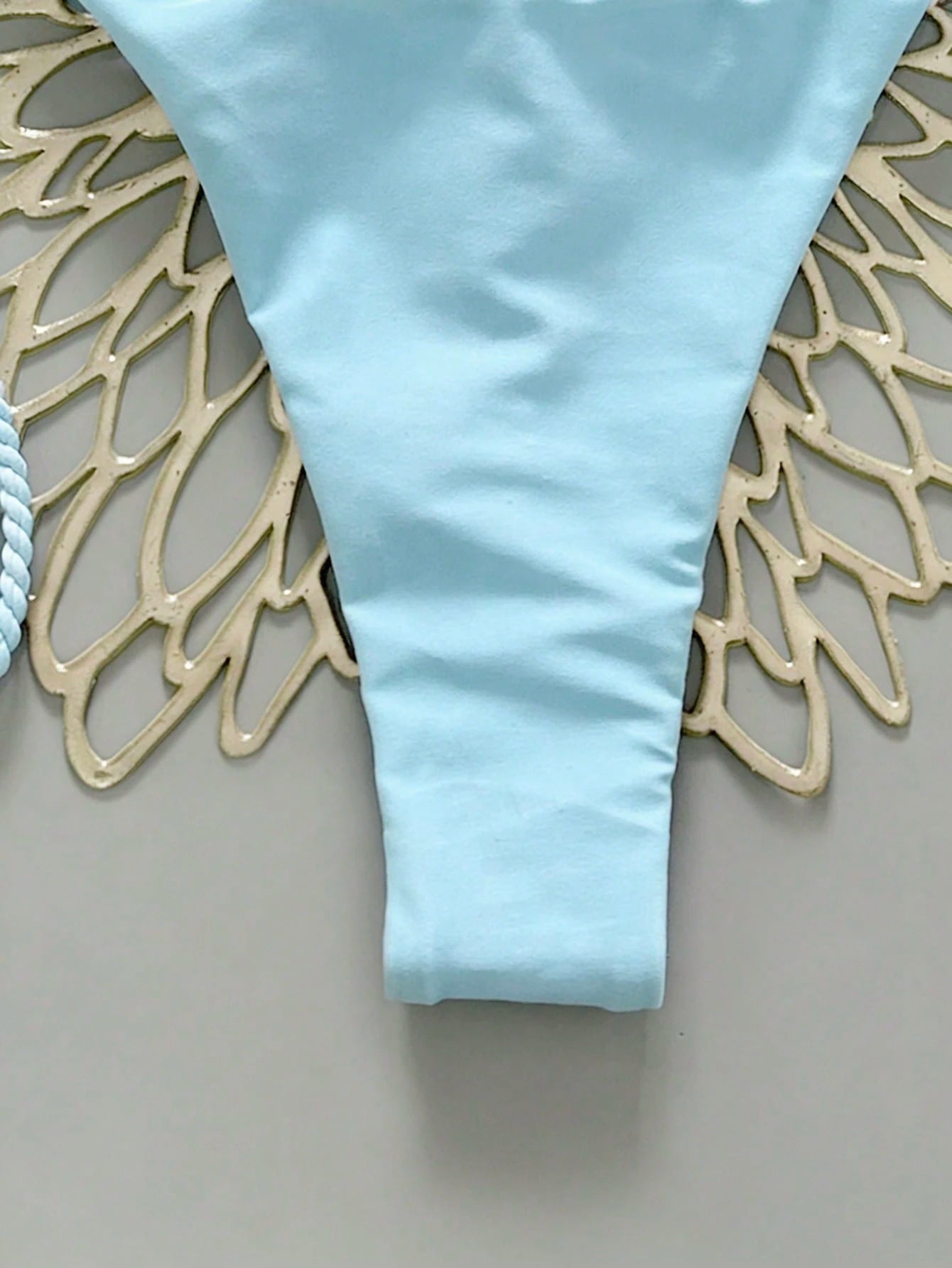 Swim Vcay 2pcs Women Swimwear Set, Mint Green Bikini With Handmade Rope Decor