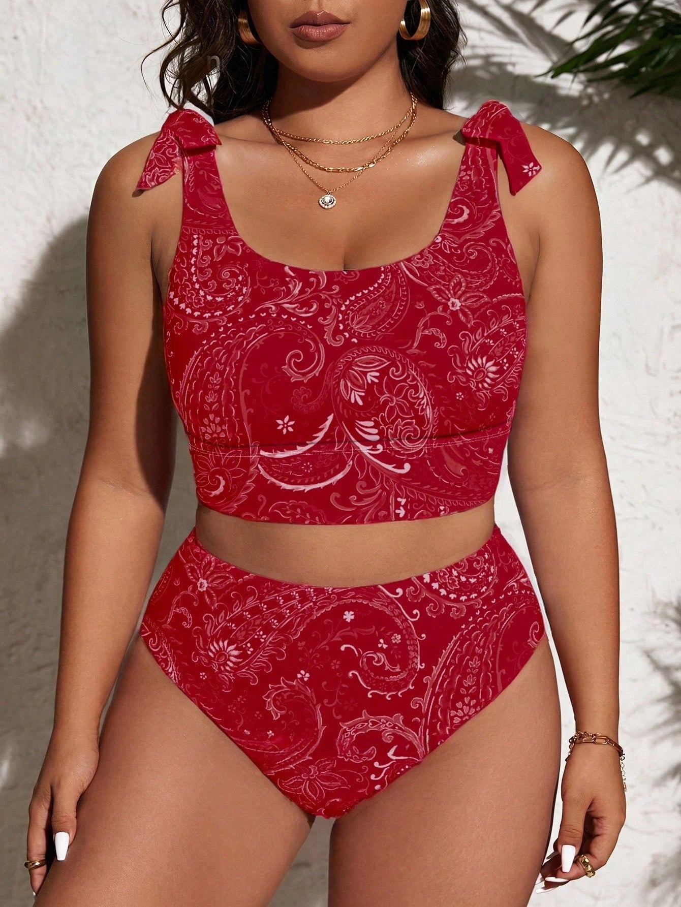 Swim Vcay Plus Size Crop Top Bikini Tank Top And Fitted Bottoms Summer