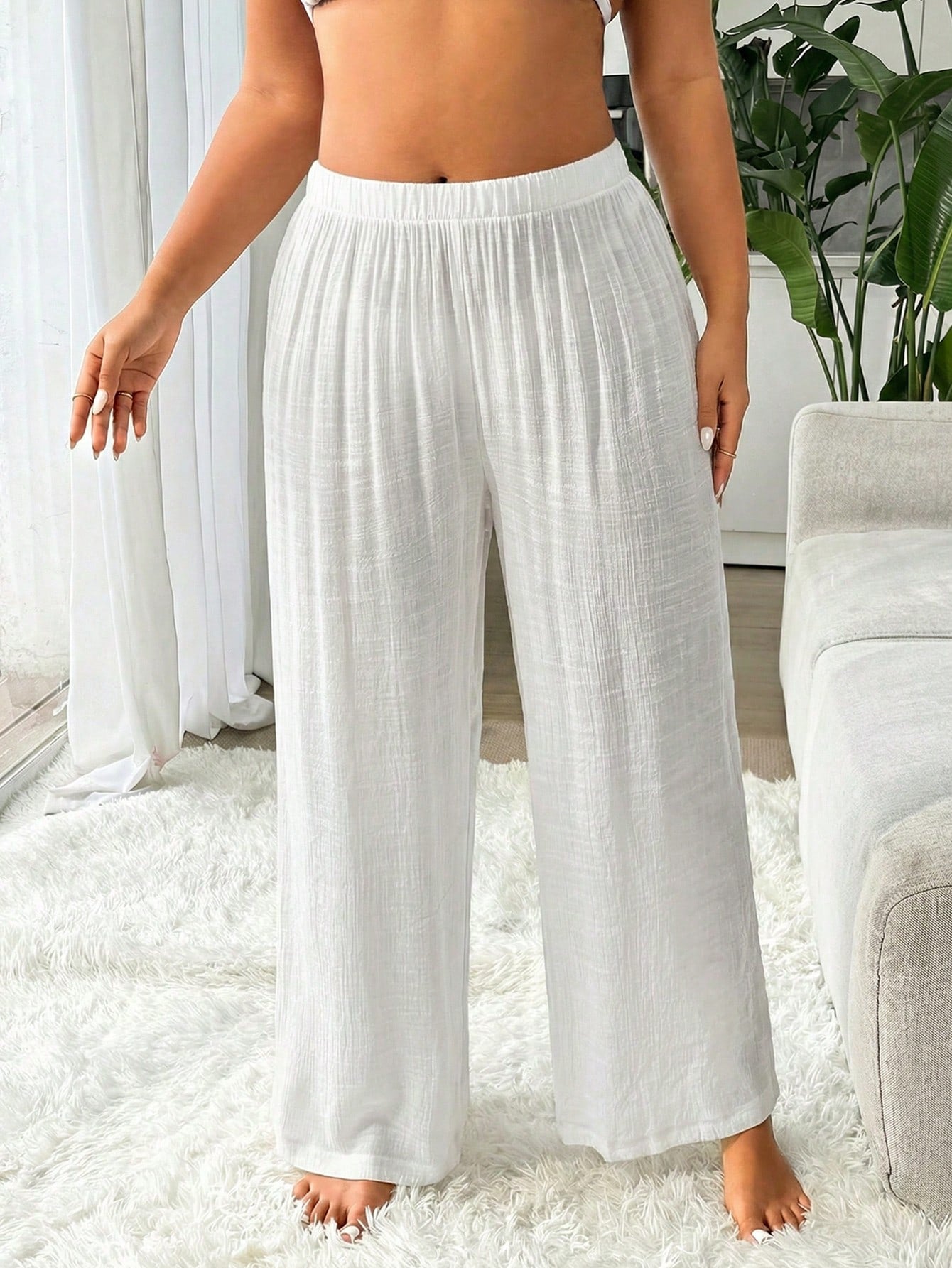 Swim Vcay Plus Size Women Casual Basic Long Cover Up