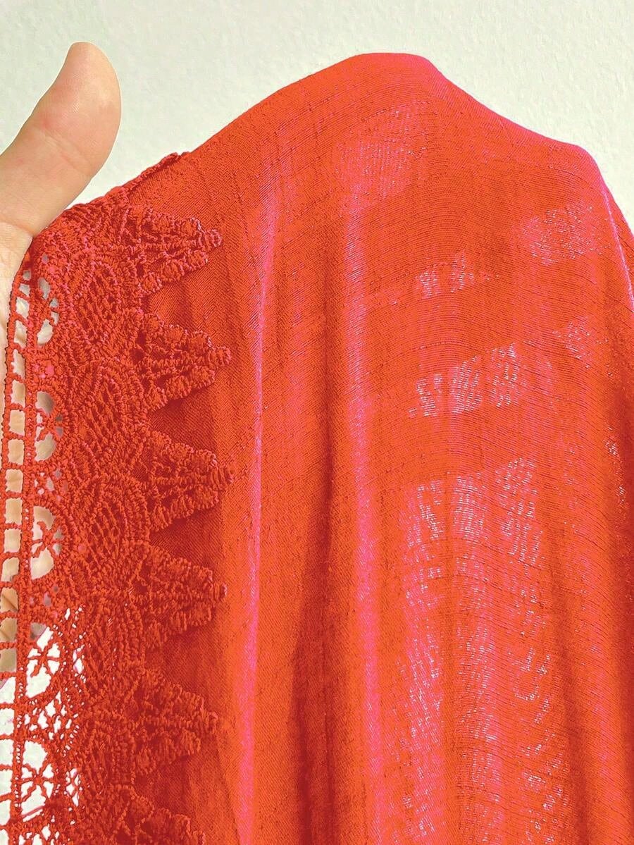 Swim Vcay Plus Size Women Single Design Side Split Lace Patchwork Sexy Casual Holiday Beach Dress For Summer Beach Vacation