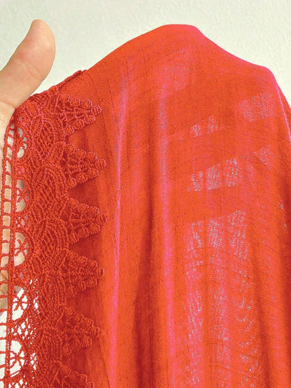 Swim Vcay Plus Size Women Single Design Side Split Lace Patchwork Sexy Casual Holiday Beach Dress For Summer Beach Vacation