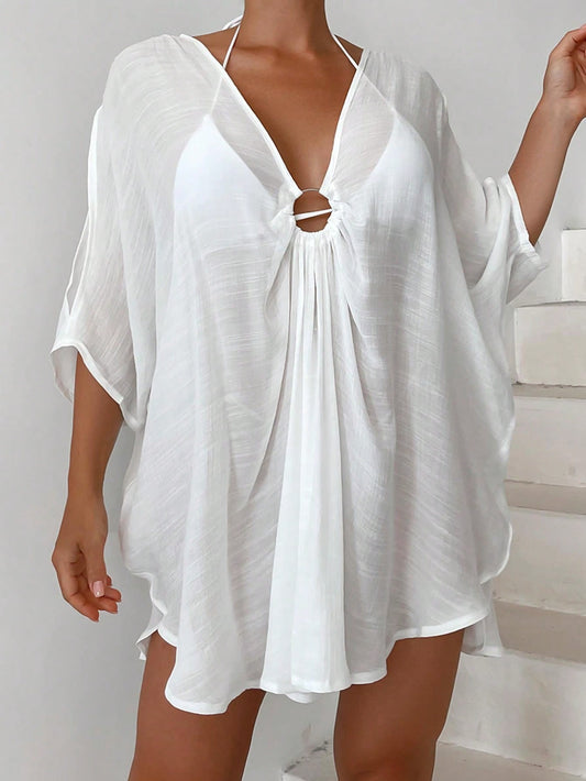 Swim Vcay Summer Beach Ring Linked Cover Up