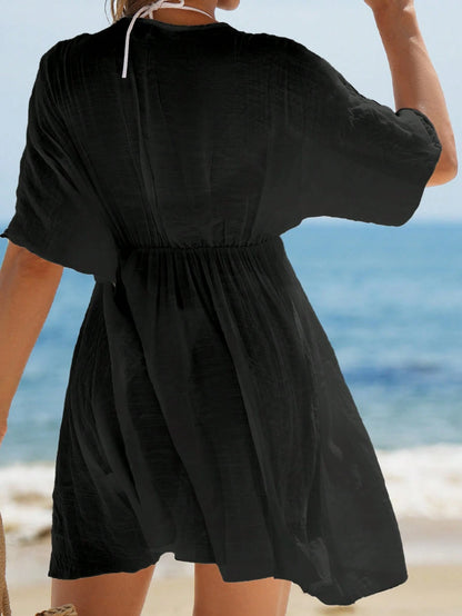 Swim Vcay Summer Outfits For Women Contrast Guipure Lace Cover Up Dress For Summer Beach