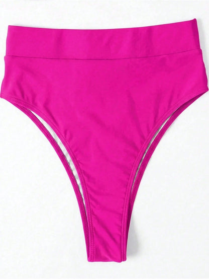 Swim Vcay Women's Solid Color High Waist Swimwear Bottom For Summer Beach Vacation
