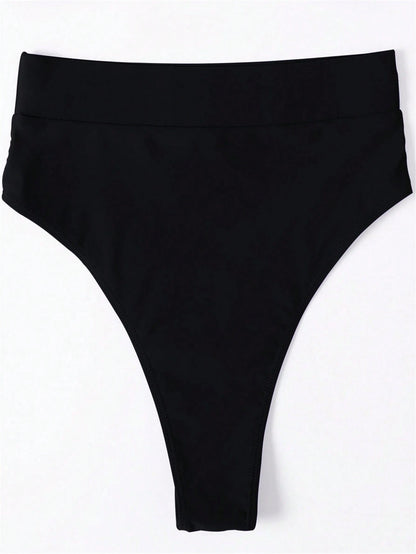 Swim Vcay Women's Solid Color High Waist Swimwear Bottom For Summer Beach Vacation