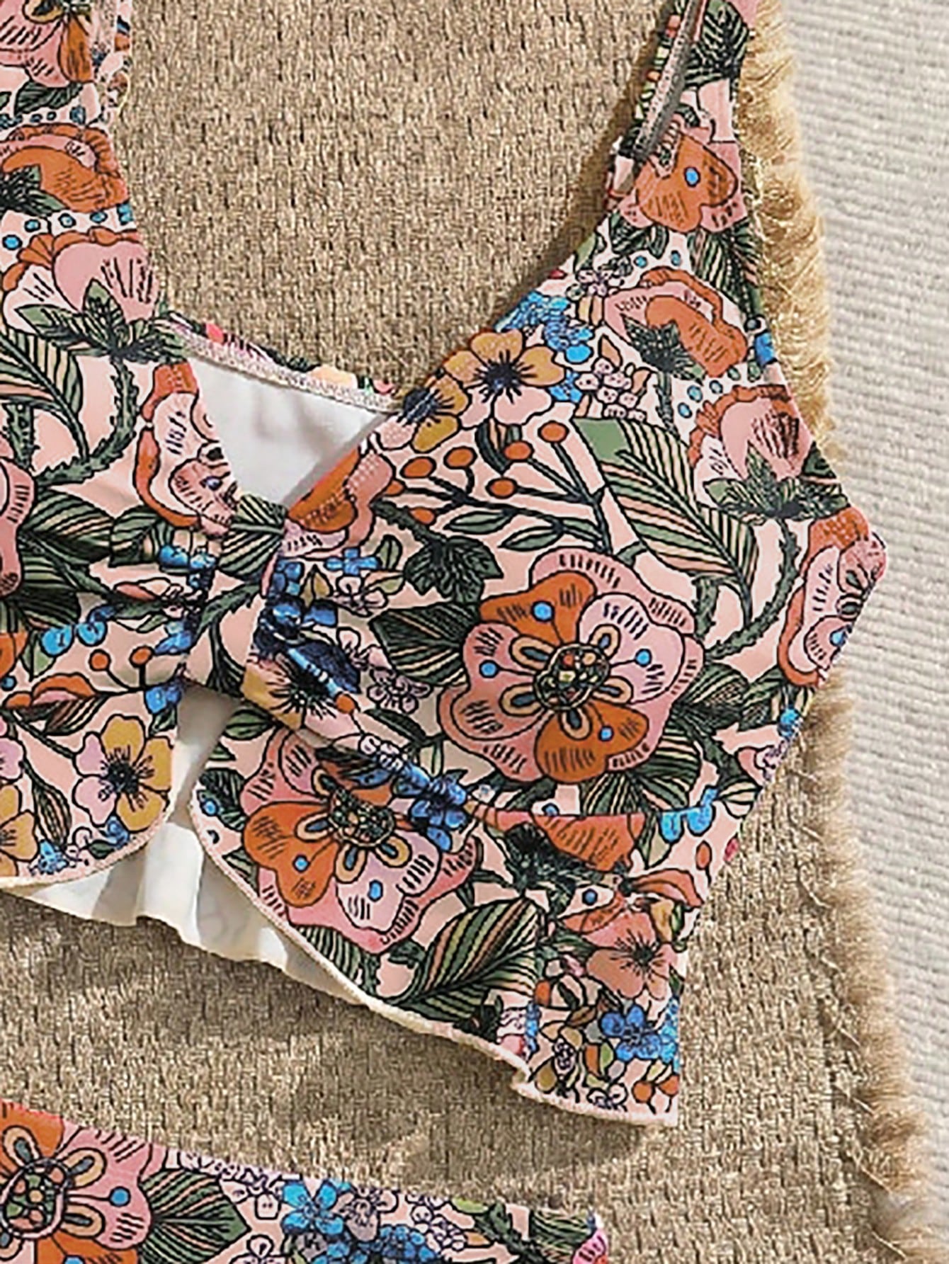 Swim Vcay Women's Summer Beach Holiday Tropical Floral Ruffle Sexy Camisole Bikini Top