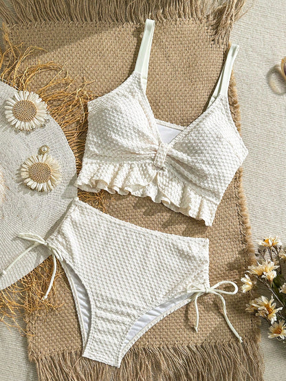 Swim Vcay Women's Summer Beach Holiday Tropical Floral Ruffle Sexy Camisole Bikini Top