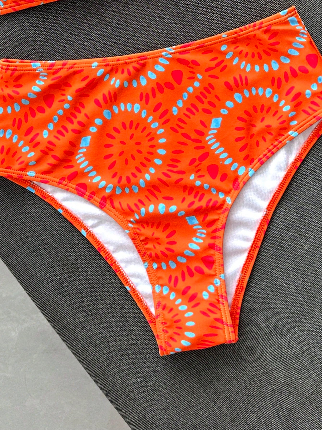 Swim Vcay Women's Summer Sexy Thick Shoulder Strap Tight Random Print High Waist Bikini Two Pieces Swimsuit, Casual Vacation Beach Wear