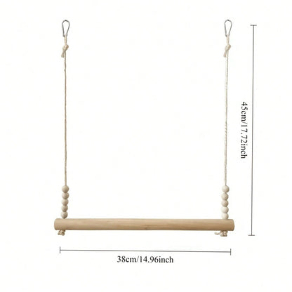 Swing For Medium And Large Parrots, Bird Perches, Chicken Perches, Pine Wood Sticks, Claw Grinding Wooden Beads, Pet Rooster And Chicken Resting Stand