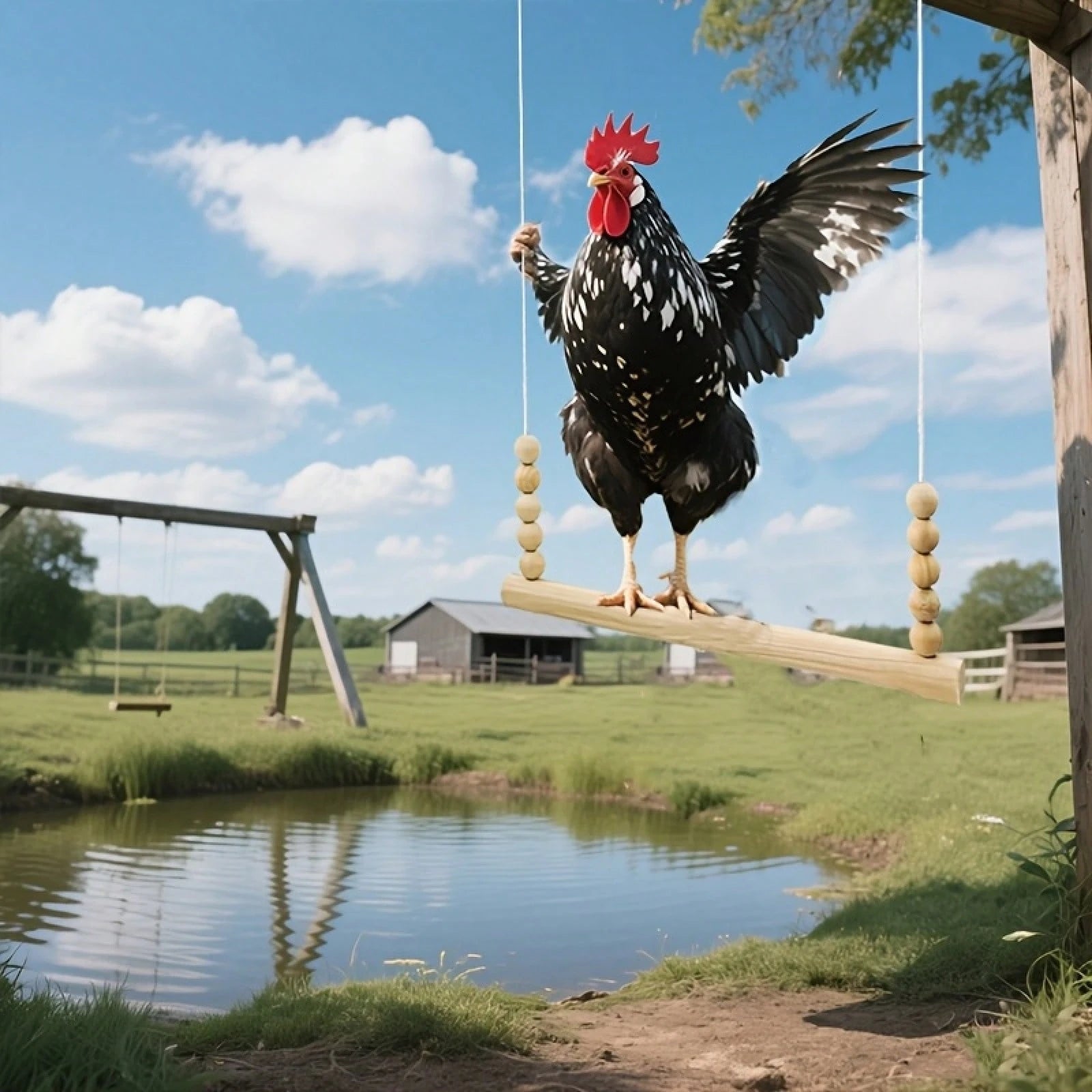 Swing For Medium And Large Parrots, Bird Perches, Chicken Perches, Pine Wood Sticks, Claw Grinding Wooden Beads, Pet Rooster And Chicken Resting Stand