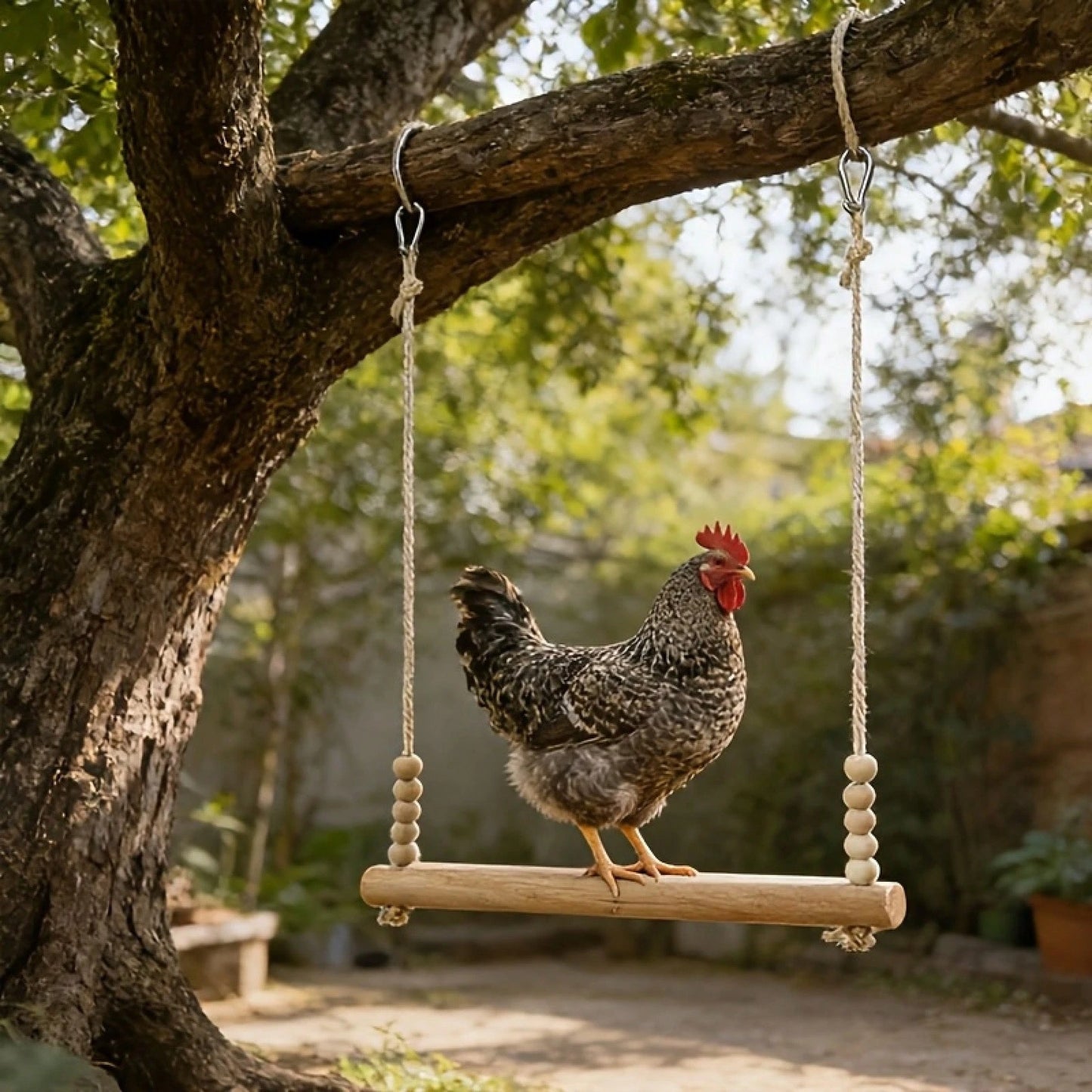 Swing For Medium And Large Parrots, Bird Perches, Chicken Perches, Pine Wood Sticks, Claw Grinding Wooden Beads, Pet Rooster And Chicken Resting Stand