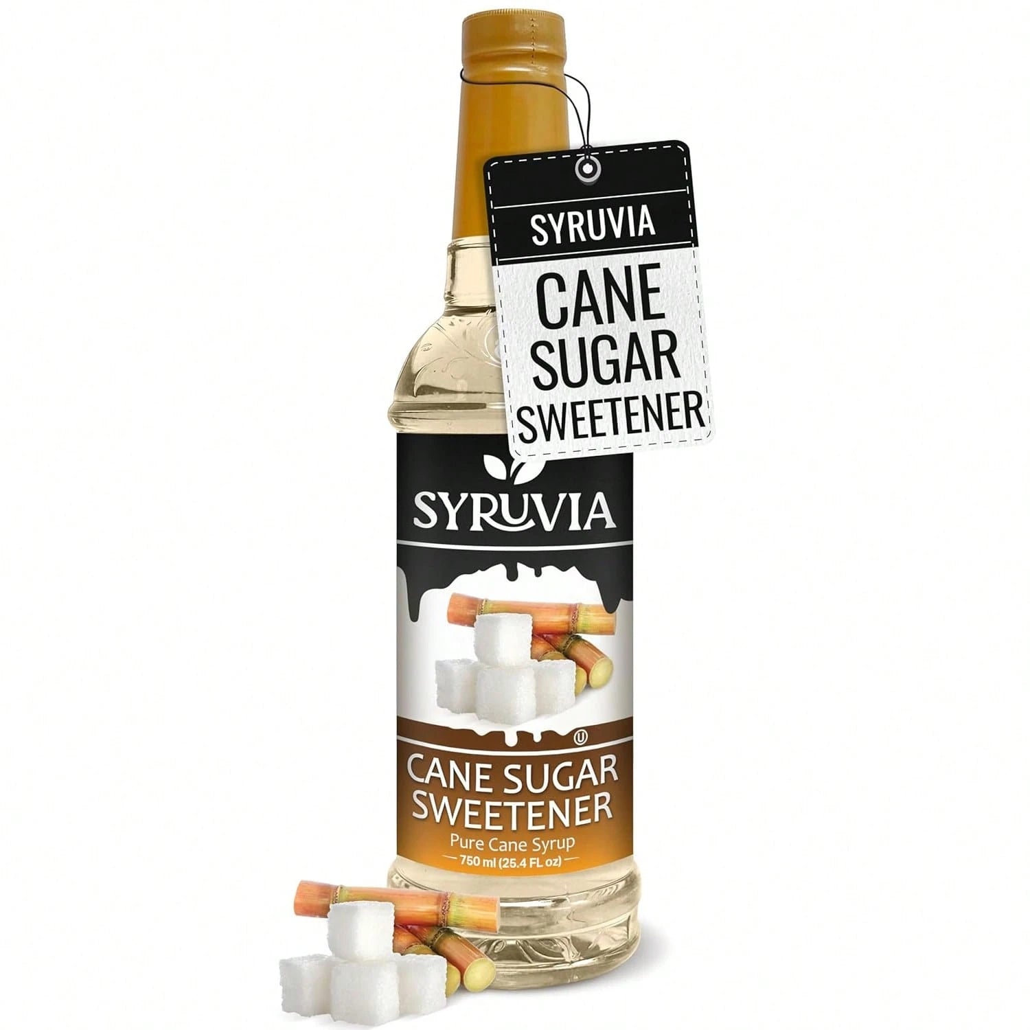 Syruvia Cane Sugar Sweetener Coffee Syrup- 25.4 Fl Oz. Premium Coffee Flavoring Syrup. Kosher And Gluten-Free. Perfect For Enhancing Drinks, Sodas, Shakes, Desserts, And More.