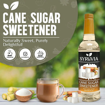 Syruvia Cane Sugar Sweetener Coffee Syrup- 25.4 Fl Oz. Premium Coffee Flavoring Syrup. Kosher And Gluten-Free. Perfect For Enhancing Drinks, Sodas, Shakes, Desserts, And More.