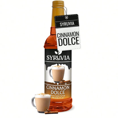 Syruvia Cinnamon Dolce Coffee Syrup- 25.4 Fl Oz. Premium Coffee Flavoring Syrup. Kosher, And Gluten-Free. Perfect For Enhancing Drinks, Sodas, Shakes, Desserts, And More.
